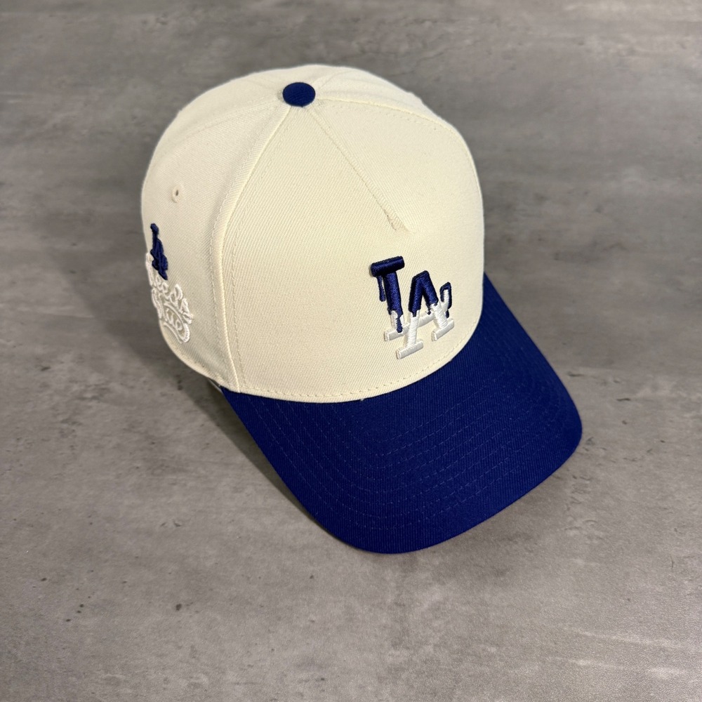 New Era Los Angeles Dodgers Snapback Hat LA Bleeds Blue 9Forty Cream White Cap